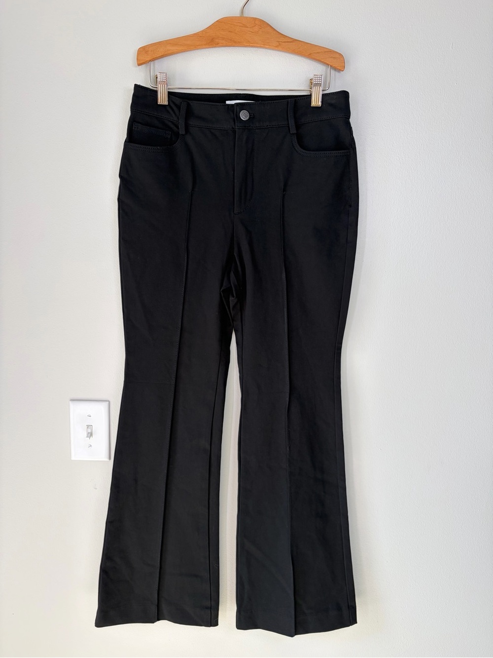 LOFT Black Seam-Front Flare Leg Stretch Trousers Work Wear Career Office